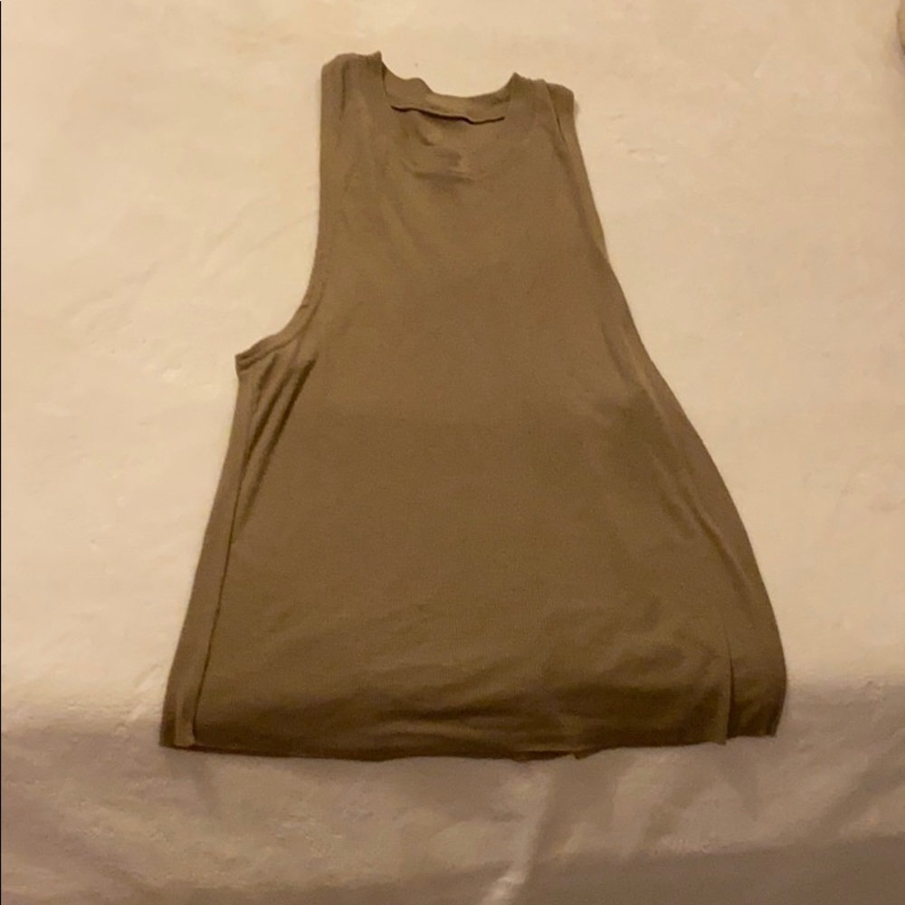 Tan Alo Yoga topped high neckline tank top